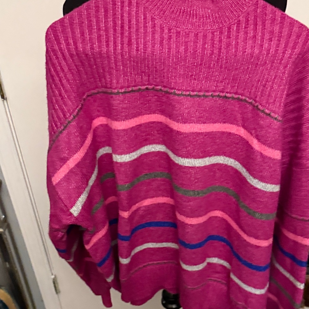 St. John's Bay Hot Pink Striped Crew Neck Sweater